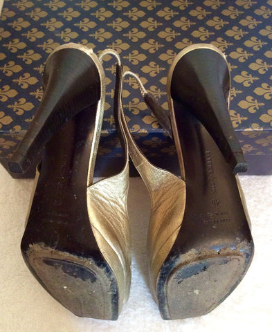 Patrick Cox Macy Old Flair Gold Leather Slingback Heels Size 7/40 - Whispers Dress Agency - Womens Heels - 5