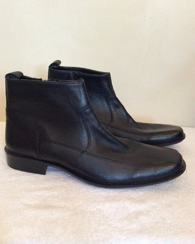 Brand New Bond Street Black Leather Ankle Boots Size 10 / 44.5 - Whispers Dress Agency - Mens Boots - 2