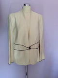 Jacques Vert Ivory & Grey Trim Jacket Size 20 - Whispers Dress Agency - Sold - 1