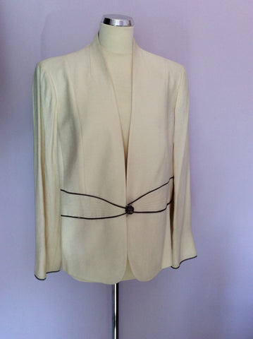Jacques Vert Ivory & Grey Trim Jacket Size 20 - Whispers Dress Agency - Sold - 1