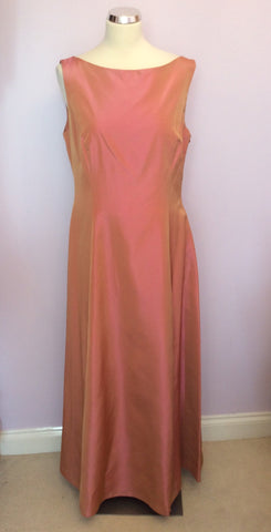 GINA BACCONI SALMON PINK LONG EVENING DRESS & WRAP SIZE 16 - Whispers Dress Agency - Womens Dresses - 2