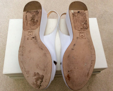 LK Bennett White Leather Wedge Heel Peeptoe Sandals Size 5/38 - Whispers Dress Agency - Womens Sandals - 3
