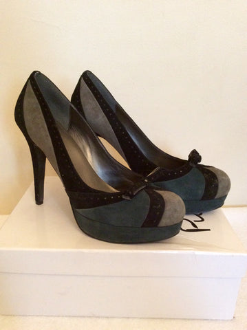 Pulse Mystic Teal, Grey & Black Suede Heels Size 7/40 - Whispers Dress Agency - Womens Heels - 3
