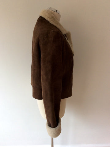 DOM & RUBY BROWN SHEEPSKIN JACKET SIZE 16 - Whispers Dress Agency - Womens Coats & Jackets - 2