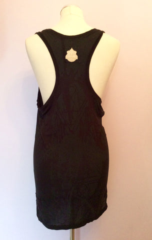 Elvis Jesus Black & Charcoal Print Beaded Racer Back Size 3 UK 12/14 - Whispers Dress Agency - Womens T-Shirts & Vests - 3