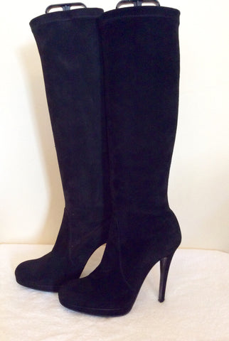 LK Bennett Black Suede Knee Length Boots Size 6/39 - Whispers Dress Agency - Sold - 1