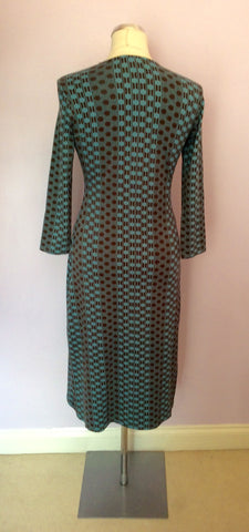 LK Bennett Teal & Brown Print Stretch Jersey Dress Size 8 - Whispers Dress Agency - Womens Dresses - 3