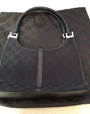 Gucci Black Leather & Textile Hand & Shoulder Bag - Whispers Dress Agency - Sold - 7