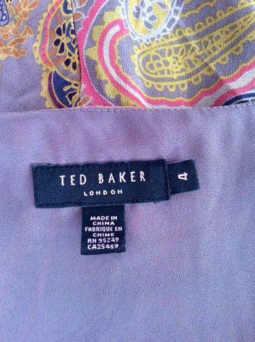 Ted Baker Brown Paisley Print Silk Dress Size 4 UK 12/14 - Whispers Dress Agency - Sold - 3