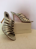 Calvin Klein Silver Leather Strappy Slip On Heeled Mules Size 7/40 - Whispers Dress Agency - Sold - 4