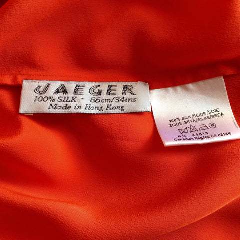 Vintage Jaeger Orange Silk Top Size UK 10/12 - Whispers Dress Agency - Sold - 3