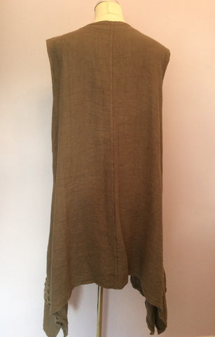 SARAH SANTOS LIGHT BROWN LINEN TUNIC TOP/MINI DRESS SIZE L - Whispers Dress Agency - Womens Tops - 3