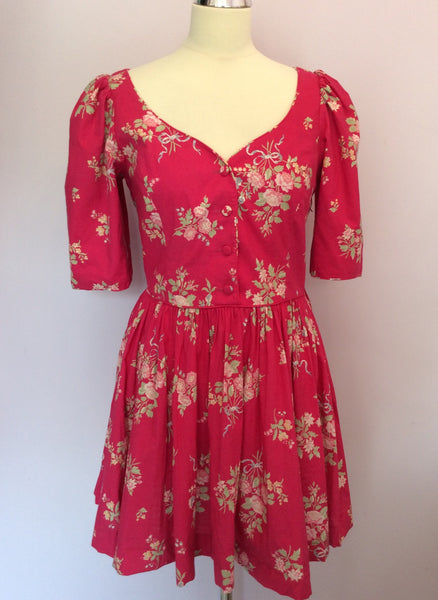 Vintage Laura Ashley Pink Cotton Floral Mini Dress Size 10 - Whispers Dress Agency - Womens Vintage - 1