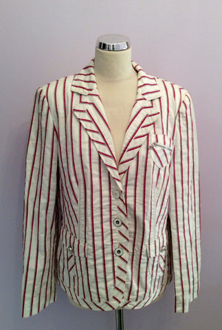 Betty Barclay White, Pink & Grey Striped Jacket Size 16 - Whispers Dress Agency - Womens Coats & Jackets - 1