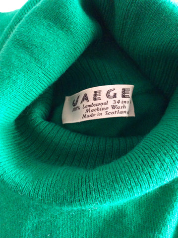 Vintage Jaeger Green Wool Polo Neck Jumper Size 34" UK S/M - Whispers Dress Agency - Sold - 2