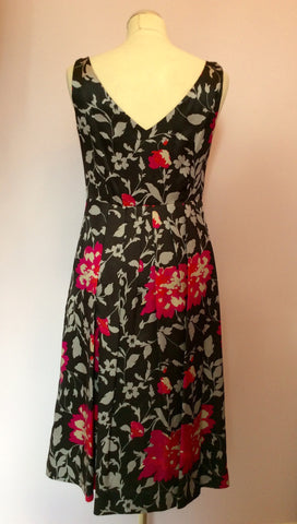 Monsoon Black, Silver & Pink Floral Silk Dress Size 10 - Whispers Dress Agency - Womens Dresses - 3