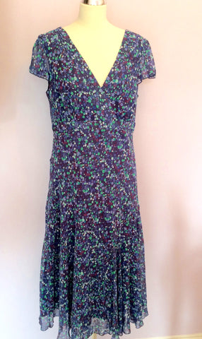 Per Una Purple, Pink, White & Green Spot Tea Dress Size 18L - Whispers Dress Agency - Sold - 1