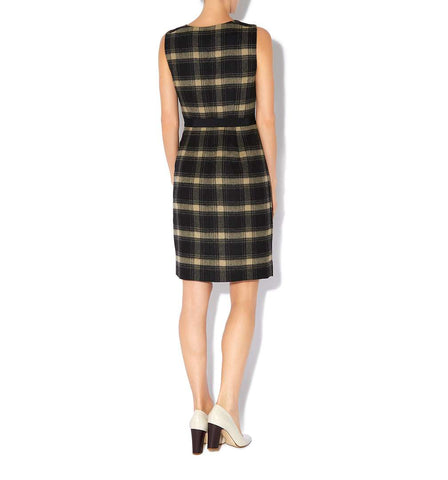 Brand New Hobbs Black & Camel Check Wool Blend Josephine Dress Size 10 - Whispers Dress Agency - Sold - 2