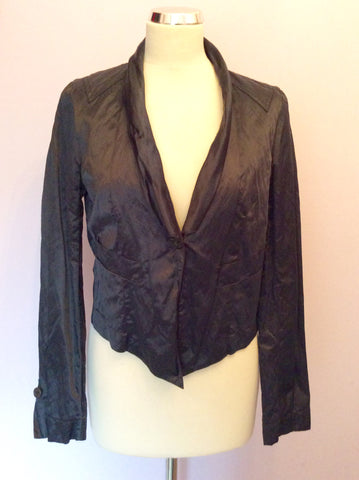 Brand New Whistles Black Satin Crinkle Jacket Size 12 - Whispers Dress Agency - Womens Suits & Tailoring - 1