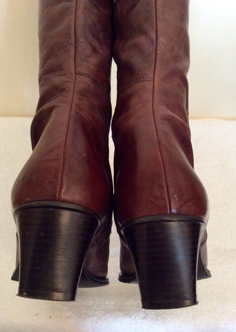 Marks & Spencer Dark Brown Leather Knee High Boots Size 8/42 - Whispers Dress Agency - Womens Boots - 4