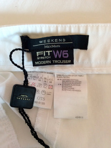Max Mara Weekend White Cotton Trousers Size 16 - Whispers Dress Agency - Sold - 3