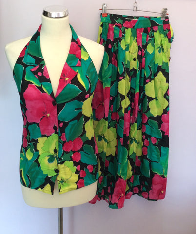 Vintage Jaeger Multi Coloured Cotton Print Top & Skirt Size 8 - Whispers Dress Agency - Womens Vintage - 1