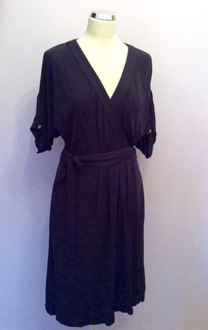 LK Bennett Black Short Sleeve Wrap Dress Size 14 - Whispers Dress Agency - Sold - 1
