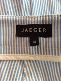 Jaeger Blue & White Pinstripe Cotton Crop Trousers Size 14 - Whispers Dress Agency - Womens Trousers - 3