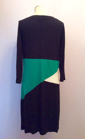 Phase Eight Black, Green & White Stretch Jersey Dress Size 18 - Whispers Dress Agency - Sold - 3