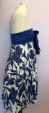 VINTAGE JAEGER BLUE & WHITE PRINT STRAPLESS COTTON DRESS SIZE UK 10/12 - Whispers Dress Agency - Womens Vintage - 2