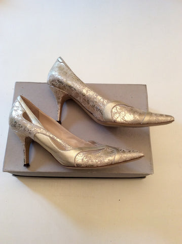 Renata Pale Gold Leather Heeled Court Shoes Size 3.5/36 - Whispers Dress Agency - Womens Heels - 2