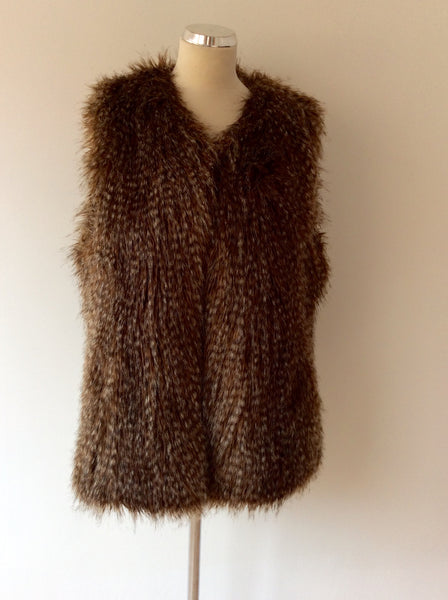 MONSOON FAUX FUR GILET SIZE L - Whispers Dress Agency - Womens Gilets & Body Warmers - 1