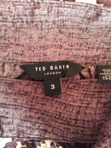 Ted Baker Cream & Brown Print Silk Top & Skirt Size 3 UK 12 - Whispers Dress Agency - Sold - 6