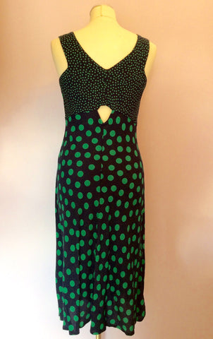 Per Una Blue & Green Spot V Neck Dress Size 10 - Whispers Dress Agency - Womens Dresses - 3