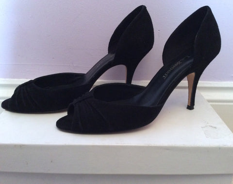 LK Bennett Black Suede 'Sawa' Peeptoe Heels Size 4/37 - Whispers Dress Agency - Womens Heels - 3