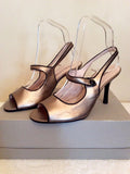 Brand New Emilio Lucax Gold Peeptoe Slingback Heels Size 4/37