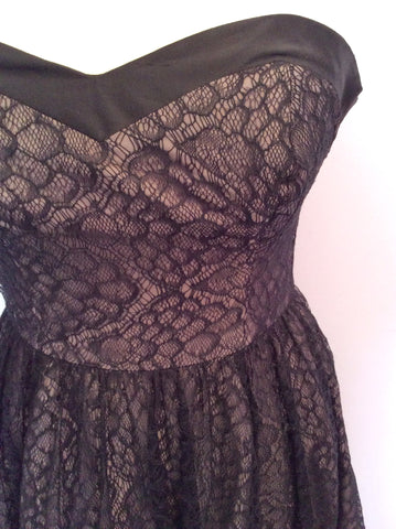 Coast Black Lace & Mink Lined Strapless Dress Size 8 - Whispers Dress Agency - Womens Dresses - 3