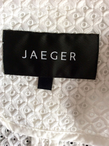 JAEGER WHITE COTTON 3/4 SLEEVE JACKET SIZE 12 - Whispers Dress Agency - Womens Coats & Jackets - 3
