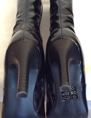 Clarks Soft Touch Black Patent Knee Length Boots Size 6/39 - Whispers Dress Agency - Sold - 4