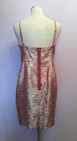 Monsoon Rose Pink & Pale Gold Print Strappy / Strapless Dress Size 18 - Whispers Dress Agency - Womens Dresses - 4