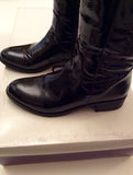 LOTUS BLACK PATENT BUCKLE TRIM KNEE LENGTH BOOTS SIZE 4/37 - Whispers Dress Agency - Womens Boots - 4