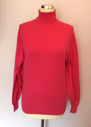 Vintage Jaeger Hot Pink Polo Neck Cotton Top Size 34" UK S/M - Whispers Dress Agency - Womens Vintage - 1
