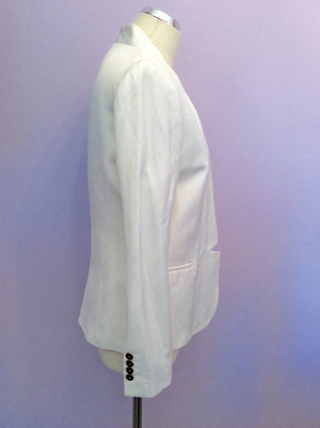 Smart Zara White Linen Blend Jacket Size M - Whispers Dress Agency - Sold - 3