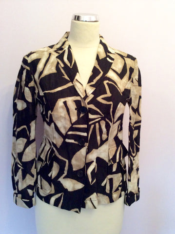 Betty Barclay Collection Black & Light Brown Print Cotton & Linen Jacket Size 8 - Whispers Dress Agency - Womens Coats & Jackets - 1