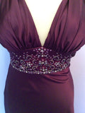 Dynasty Deep Plum Satin Long Evening Dress Size 8 - Whispers Dress Agency - Womens Eveningwear - 3