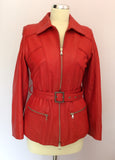 Italian Vera Pelle Red Soft Leather Belted Jacket Size 42 UK 10 - Whispers Dress Agency - Sold - 1