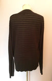 LONG TALL SALLY BLACK STRIPED COTTON V NECK CARDIGAN SIZE L - Whispers Dress Agency - Sold - 2