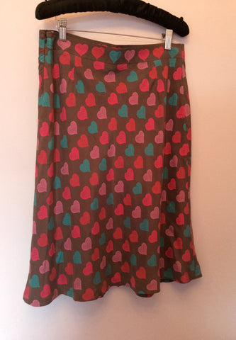 Cacharel Brown Heart Print Silk Skirt Size 42 UK 14 - Whispers Dress Agency - Womens Skirts - 2