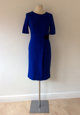 JAEGER ROYAL BLUE & BLACK TRIM PENCIL DRESS SIZE 10 - Whispers Dress Agency - Womens Dresses - 1