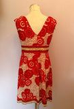 Dickins & Jones Red Floral Print Silk Dress Size 12 - Whispers Dress Agency - Sold - 2